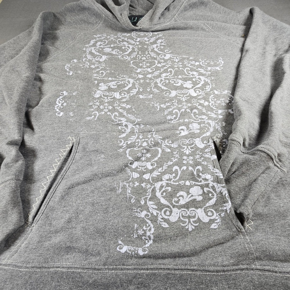 Old Navy XXL Womens Gray Hoodie Sweatshirt Pullover Damask graphic Pattern Comfy - Picture 2 of 6